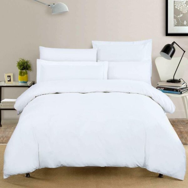 Hotel Luxury Duvet Cover Plain White, 500TC Cotton Sateen