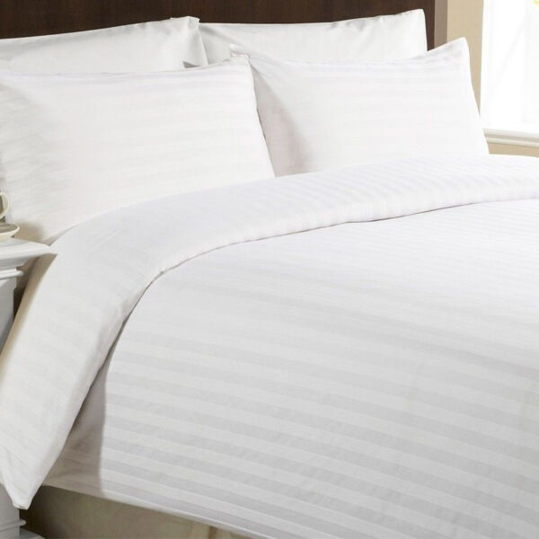 Hotel Luxury Duvet Cover Stripe White, 500TC Cotton Sateen