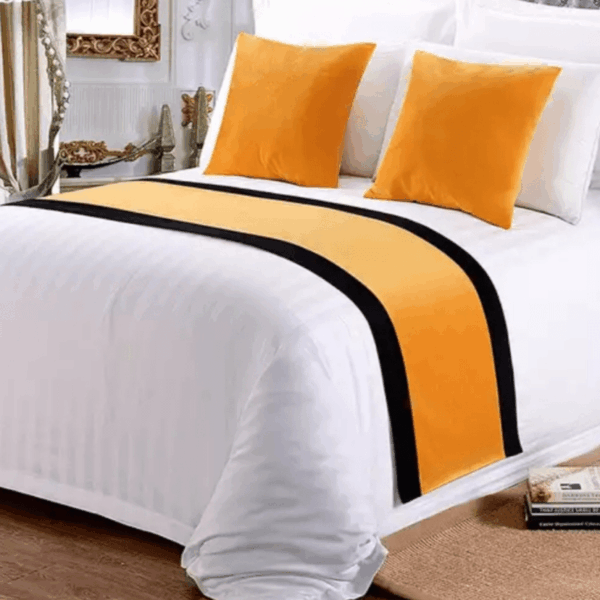 Bed Runner in Yellow Black Design by YKHS