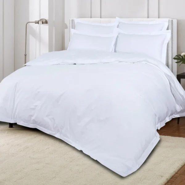 500tc Oxford Style Plain White Duvet Cover